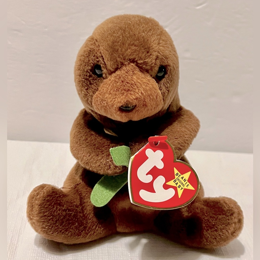 NWT TY Beanie Baby - SEAWEED the Otter Stuffed Toy (6 inch) Brown W/ Tags 1995